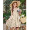 Arshiner Girls Dress Ruffle Sleeve Button Down Smocked Sundress Party Dresses with Pockets 6-14Y(Apricot White Flower)