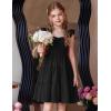 Arshiner Girls Dress Ruffle Sleeve Button Down Smocked Sundress Party Dresses with Pockets 6-14Y(Black)