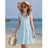 Arshiner Girls Dress Ruffle Sleeve Button Down Smocked Sundress Party Dresses with Pockets 6-14Y(Blue)
