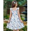 Arshiner Girls Dress Ruffle Sleeve Button Down Smocked Sundress Party Dresses with Pockets 6-14Y(Blue Flower)