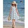 Arshiner Girls Dress Ruffle Sleeve Button Down Smocked Sundress Party Dresses with Pockets 6-14Y(Blue Flower)