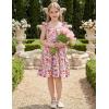 Arshiner Girls Dress Ruffle Sleeve Button Down Smocked Sundress Party Dresses with Pockets 6-14Y(Colorful Flower)