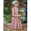 Arshiner Girls Dress Ruffle Sleeve Button Down Smocked Sundress Party Dresses with Pockets 6-14Y(Colorful Flower)