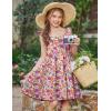Arshiner Girls Dress Ruffle Sleeve Button Down Smocked Sundress Party Dresses with Pockets 6-14Y(Colorful Flower)