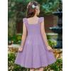Arshiner Girls Dress Ruffle Sleeve Button Down Smocked Sundress Party Dresses with Pockets 6-14Y(Lavender)