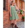 Arshiner Girls Dress Ruffle Sleeve Button Down Smocked Sundress Party Dresses with Pockets 6-14Y(Light Green)