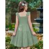 Arshiner Girls Dress Ruffle Sleeve Button Down Smocked Sundress Party Dresses with Pockets 6-14Y(Light Green)