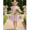 Arshiner Girls Dress Ruffle Sleeve Button Down Smocked Sundress Party Dresses with Pockets 6-14Y(Light Pink)