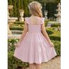 Arshiner Girls Dress Ruffle Sleeve Button Down Smocked Sundress Party Dresses with Pockets 6-14Y(Light Pink)