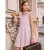 Arshiner Girls Dress Ruffle Sleeve Button Down Smocked Sundress Party Dresses with Pockets 6-14Y(Light Pink)