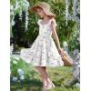 Arshiner Girls Dress Ruffle Sleeve Button Down Smocked Sundress Party Dresses with Pockets 6-14Y(Pink Purple Flower)