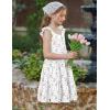 Arshiner Girls Dress Ruffle Sleeve Button Down Smocked Sundress Party Dresses with Pockets 6-14Y(Pink Purple Flower)