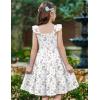 Arshiner Girls Dress Ruffle Sleeve Button Down Smocked Sundress Party Dresses with Pockets 6-14Y(Pink Purple Flower)