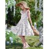 Arshiner Girls Dress Ruffle Sleeve Button Down Smocked Sundress Party Dresses with Pockets 6-14Y(Purple Flower)