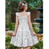 Arshiner Girls Dress Ruffle Sleeve Button Down Smocked Sundress Party Dresses with Pockets 6-14Y(Purple Flower)