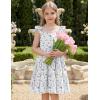 Arshiner Girls Dress Ruffle Sleeve Button Down Smocked Sundress Party Dresses with Pockets 6-14Y(Purple Flower)