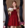 Arshiner Girls Dress Ruffle Sleeve Button Down Smocked Sundress Party Dresses with Pockets 6-14Y(Red)