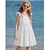 Arshiner Girls Dress Ruffle Sleeve Button Down Smocked Sundress Party Dresses with Pockets 6-14Y(White)