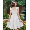 Arshiner Girls Dress Ruffle Sleeve Button Down Smocked Sundress Party Dresses with Pockets 6-14Y(White)