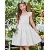 Arshiner Girls Dress Ruffle Sleeve Button Down Smocked Sundress Party Dresses with Pockets 6-14Y(White)