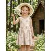 Arshiner Toddler Girls Summer Dress Backless Sleeveless Cotton Casual Beach Party Sundress with Pockets(Beige Floral)