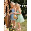 Arshiner Toddler Girls Tulle Dress Tutu Birthday Princess Dresses Formal Photoshoot Outfit Summer Clothes(Blue – Flower Tulle)