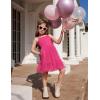 Arshiner Toddler Girls Tulle Dress Tutu Birthday Princess Dresses Formal Photoshoot Outfit Summer Clothes(Deep Pink)