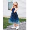 Arshiner Toddler Girls Tulle Dress Tutu Birthday Princess Dresses Formal Photoshoot Outfit Summer Clothes(Navy – Sequin Tulle)