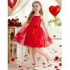 Arshiner Toddler Girls Tulle Dress Tutu Birthday Princess Dresses Formal Photoshoot Outfit Summer Clothes(Red)