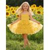 Arshiner Toddler Girls Tulle Dress Tutu Birthday Princess Dresses Formal Photoshoot Outfit Summer Clothes(Yellow – Flower Tulle)