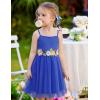 Arshiner Toddler Tulle Dress Summer Spaghetti Strap Party Tutu Flower Girl Dresses with Belt 3-8Y(Sky Blue)
