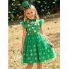 Arshiner Toddler Tutu Dress Girls Tulle Dresses Ruffle Tiered Swing Twirly Summer Sundress(Green Clover)