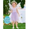 Arshiner Toddler Tutu Dress Girls Tulle Dresses Ruffle Tiered Swing Twirly Summer Sundress(Purple)