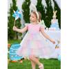 Arshiner Toddler Tutu Dress Girls Tulle Dresses Ruffle Tiered Swing Twirly Summer Sundress(Rainbow)