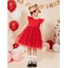 Arshiner Toddler Tutu Dress Girls Tulle Dresses Ruffle Tiered Swing Twirly Summer Sundress(Red)