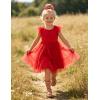 Arshiner Toddler Tutu Dress Girls Tulle Dresses Ruffle Tiered Swing Twirly Summer Sundress(Red)