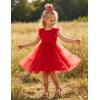 Arshiner Toddler Tutu Dress Girls Tulle Dresses Ruffle Tiered Swing Twirly Summer Sundress(Red)