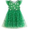 Arshiner Toddler Tutu Dress Girls Tulle Dresses Ruffle Tiered Swing Twirly Summer Sundress(Green Clover)
