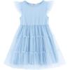 Arshiner Toddler Tutu Dress Girls Tulle Dresses Ruffle Tiered Swing Twirly Summer Sundress(Light Blue)