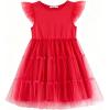 Arshiner Toddler Tutu Dress Girls Tulle Dresses Ruffle Tiered Swing Twirly Summer Sundress(Red)