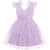 Arshiner Tutu Tulle Dress for Toddler Girls Bowknot Sleeveless Flower Birthday Princess Party Summer Dresses(Lavender)