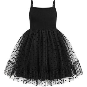 Arshiner Toddler Girls Tulle Dress Tutu Birthday Princess Dresses Formal Photoshoot Outfit Summer Clothes(Black – Dot Tulle)