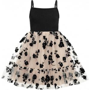 Arshiner Toddler Girls Tulle Dress Tutu Birthday Princess Dresses Formal Photoshoot Outfit Summer Clothes(Black – Flower Tulle)