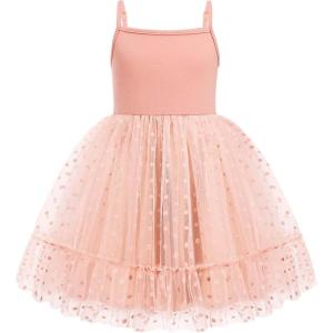 Arshiner Toddler Girls Tulle Dress Tutu Birthday Princess Dresses Formal Photoshoot Outfit Summer Clothes(Dusty Pink – Dot Tulle)