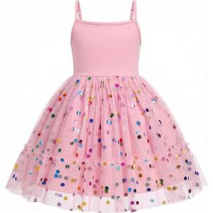 Arshiner Toddler Girls Tulle Dress Tutu Birthday Princess Dresses Formal Photoshoot Outfit Summer Clothes(Pink – Confetti Tulle)