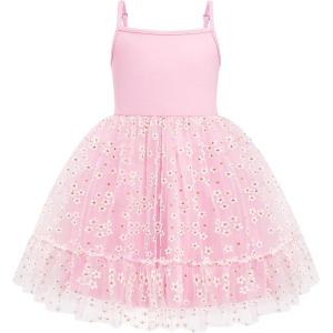 Arshiner Toddler Girls Tulle Dress Tutu Birthday Princess Dresses Formal Photoshoot Outfit Summer Clothes(Pink – Daisy Tulle)