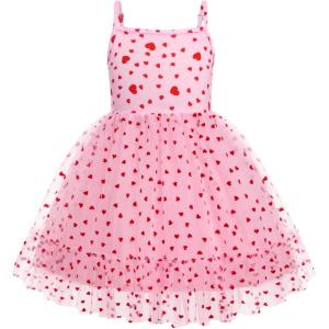Arshiner Toddler Girls Tulle Dress Tutu Birthday Princess Dresses Formal Photoshoot Outfit Summer Clothes(Pink – Heart Tulle)