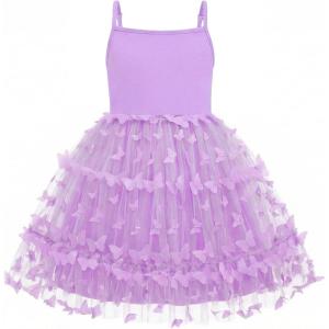 Arshiner Toddler Girls Tulle Dress Tutu Birthday Princess Dresses Formal Photoshoot Outfit Summer Clothes(Purple – Butterfly Tulle)