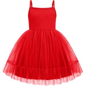 Arshiner Toddler Girls Tulle Dress Tutu Birthday Princess Dresses Formal Photoshoot Outfit Summer Clothes(Red)