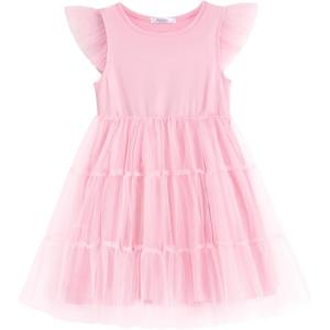 Arshiner Toddler Tutu Dress Girls Tulle Dresses Ruffle Tiered Swing Twirly Summer Sundress(Light Pink)